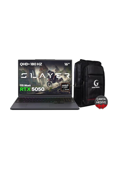 Game Garaj Slayer R9T-5050 C1 R9-7845HX 32 GB 1 TB RTX5050 16" Free Dos Dizüstü Oyuncu Bilgisayarı