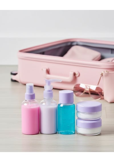 5 Parça Şeffaf Seyahat Kozmetik Seti 30 Ml - Lisinya Pembe