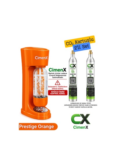 Soda Maker Prestige Orange - Soda Kartuşlu Set- 2 Adet Co₂ Turuncu