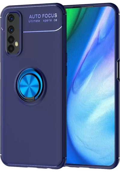 Newface Realme 7 Kılıf Range Yüzüklü Silikon - Mavi