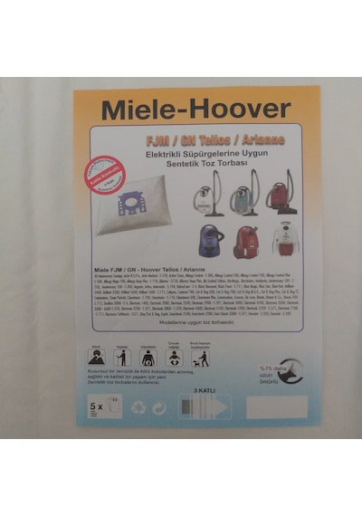 20 Adet Miele Uyumlu Hoover Elektrikli Süpürge Toz Torbası