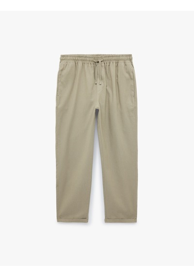 Koton Slim Fit Keten Karışımlı Cepli Beli Lastikli Bağcıklı Pantolon Gri 6sam40169hw