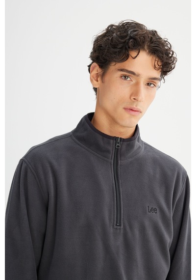 Lee Regular Fit Normal Kesim Fermuarlı Dik Yaka Polar Gri