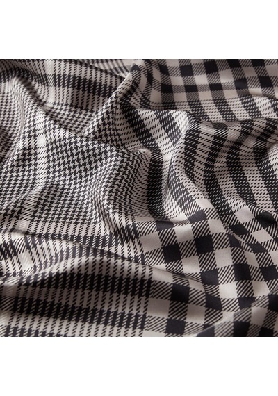 İpekevi Twill İpek Eşarp - Shepherd Ekose - Gümüş Gümüş