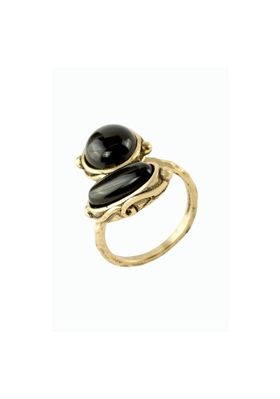 Yuvarlak - 647 - Oval Doğaltaşlı Otantik - Nazblsmm - Yüzük Onix Bronz