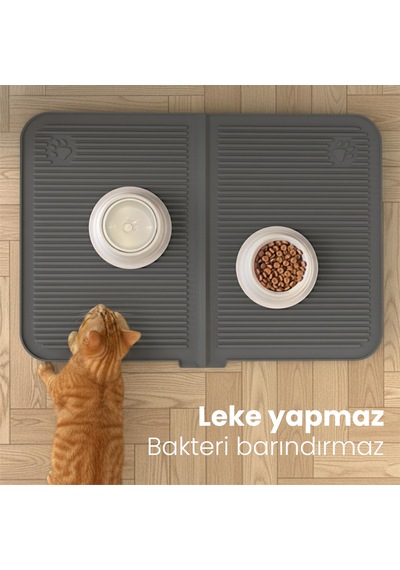 Atapet Silikon Kum Ve Mama Matı Antrasit, Büyük Boy 2li