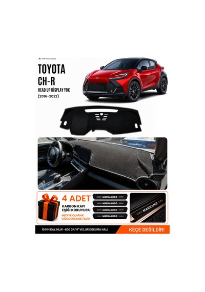 Toyota Chr Head Up Display Yok 2024-2026 Uyumlu Torpido Örtüsü, Torpido Kılıfı - Siyah Gri