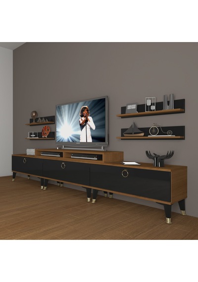 Decoraktiv Ekoflex 270r Mdf Gold Tv Ünitesi Tv Sehpası Ceviz - Siyah