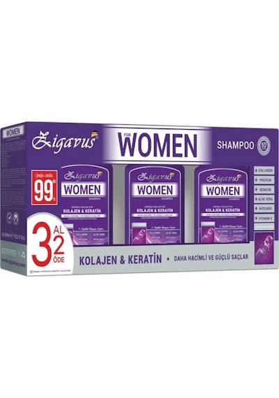 Zigavus Women Kolajen & Keratin Şampuan 3 x 300 ML
