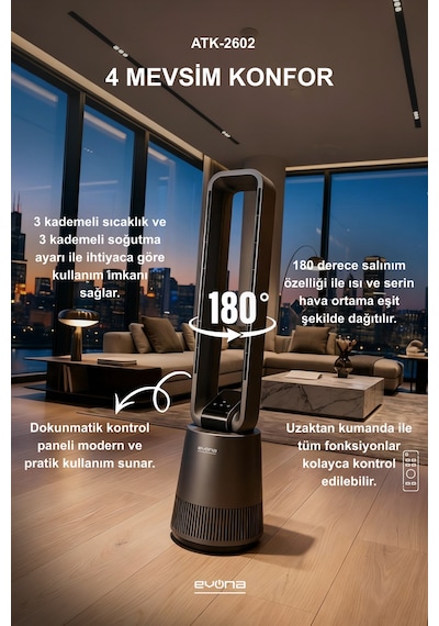 Evona Auraheat Premium Elektronik Fanlı Isıtıcı & Soğutucu Klima