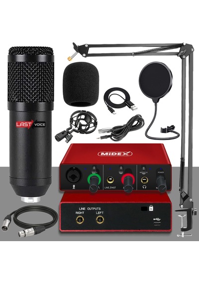 Lastvoice Bm800-Glx-500 Pro Ses Kartı ve Condenser Mikrofon Stand Filtre Set