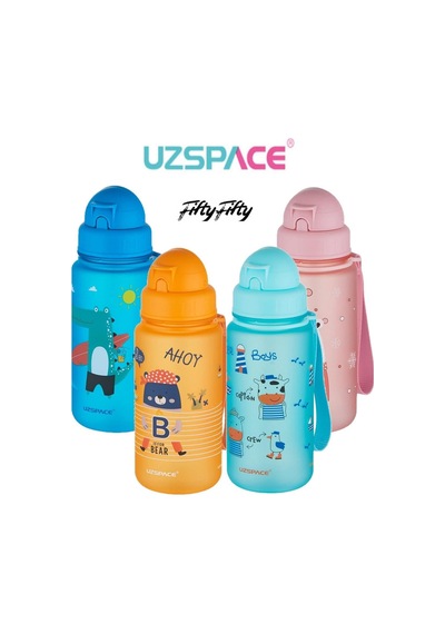 Figürlü 400 Ml Pipetli Tritan Çocuk Su Matarası Mavi