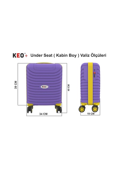 Pp Underseat Küçük Boy Siyah-kırmızı Valiz 46x34x19 Cm 4 Tekerlek Şifreli Kilit Altın
