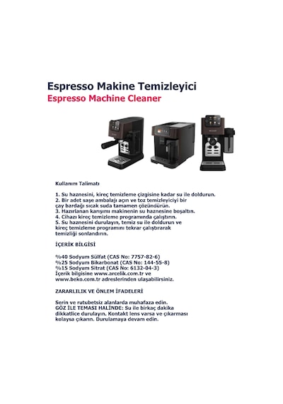Altus Al-4955 Es Espresso Makinesi Temizleyici Toz 3'lü Paket Beyaz
