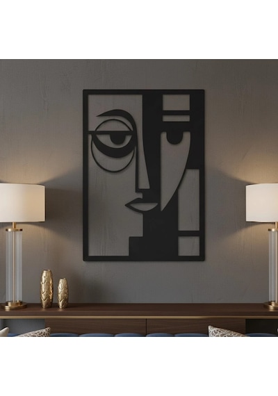 Soyut Yüz Metal Duvar Tablosu - Picasso Duvar Dekorasyonu