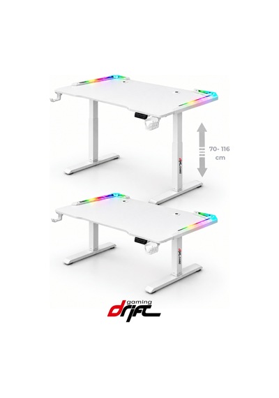 Flow Beyaz Rgb Ledli Elektrikli Yükseklik Ayarlı Oyuncu Ve Çalışma Masası