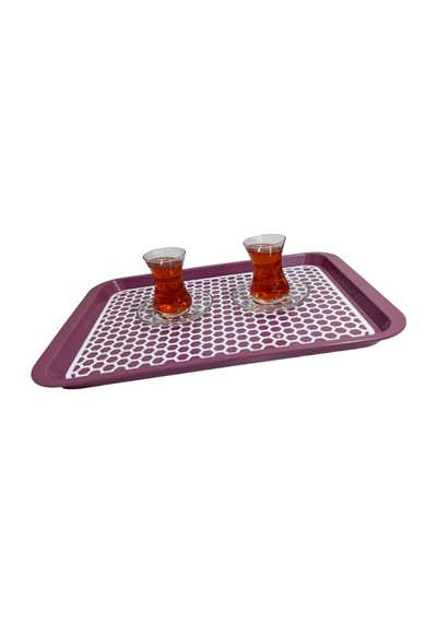 Kaydırmaz Tabanlı Servis Tepsi Sunum Tepsisi Büyük Boy-1136-02-bordo,yeşil Çok Renkli