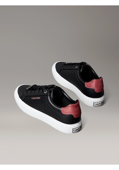 Calvin Klein Vulc Bağcıklı Deri Ve Hareli Kadın Siyah Sneaker Hw0hw02747-0gk Siyah