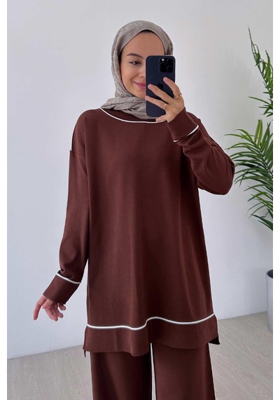 Kahijab Biye Detay Merserize Takım - Kahverengi Kahverengi