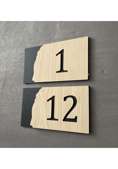 Meşe Serisi 1-12 Arası 12 Adet MDF Kapı Numarası