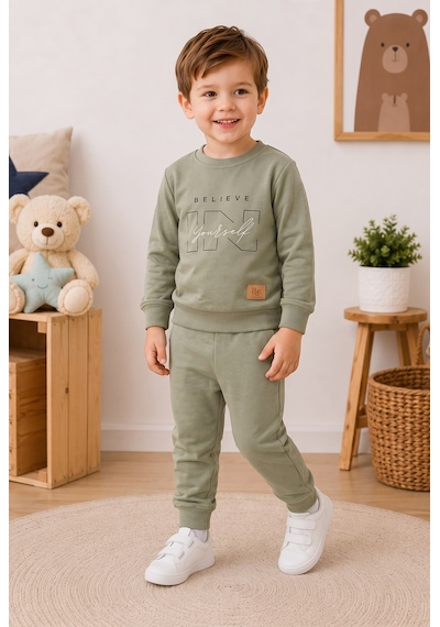 Mnk Baby & Kids Erkek Çocuk Belıeve Baskılı 2li Eşofman Takımı M00853 YESIL