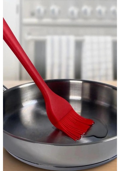 Silicolife Yumurta Fırçası, Isıya Dayanıklı Yanmaz Yapışmaz Tek Parça Silikon Fırça 21cm Kırmızı