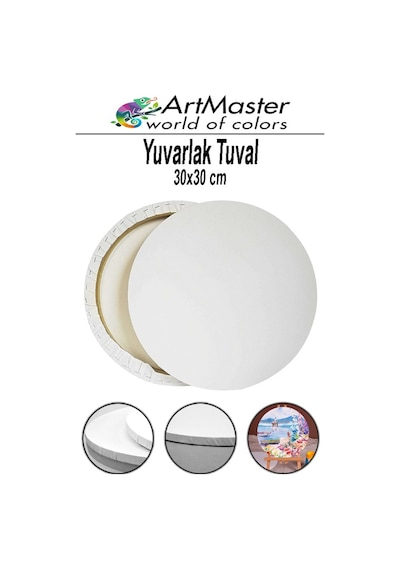 Yuvarlak Tuval 30x30 Cm 1 Adet Astarlı Resim Tuvali Arkadan Zımbalı Akrilik Boya Yağlı Boya Resim Çerçevesi