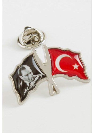 Atatürk - 523 - Ay Yıldız Yaka Rozet - - Csmtex - Gümüş Rengi