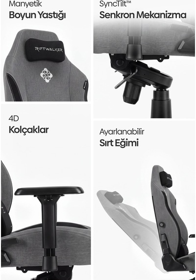 Riftwalker Ergonomik Oyuncu Koltuğu - Gri
