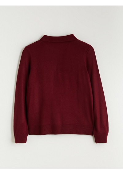 Lcw Comfort Bordo Polo Yaka Kadın Triko Kazak