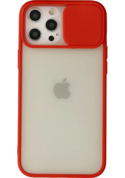 Newface Apple Apple iPhone Uyumlu  12 Pro Max Kılıf Palm Buzlu Kamera Sürgülü Silikon - Kırmızı