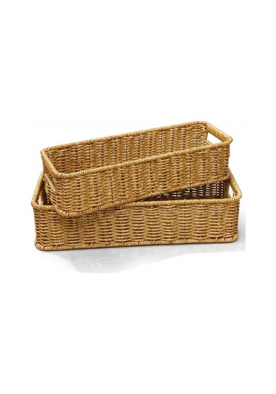 Tr 2'li Dikdörtgen Hasır Rattan Organizer Sepet - Bb6073 Diğer