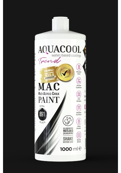Aquacool Trend M.A.C Su Bazlı Akrilik Boya 891-Siyah 150 Ml