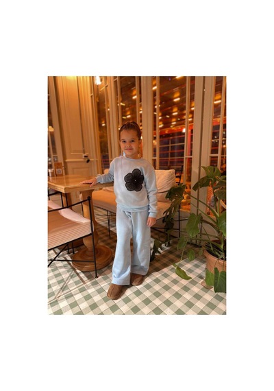 Yale Kids Kız Çoçuk Çiçek Tasarım 2 Li Takım Mavi