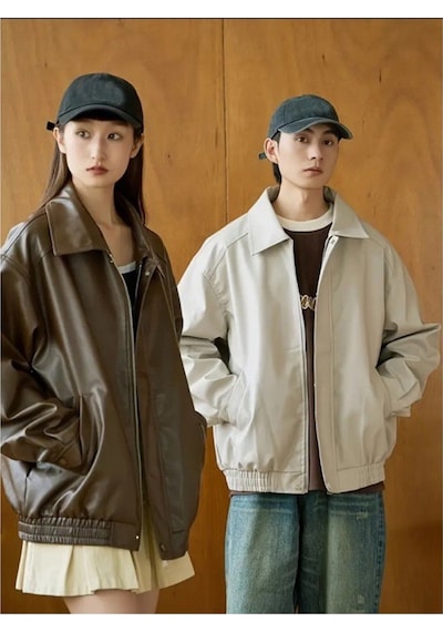 Unisex Yeni Sezon Kapitone Dolgulu Oversize Vintage Krem Deri