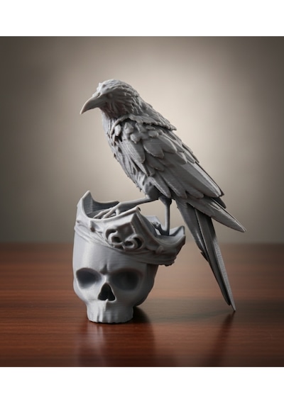 Gotik Stil Karga Ve Kuru Kafa Dekoru 3d Baskı, Pla Malzeme, 15 Cm
