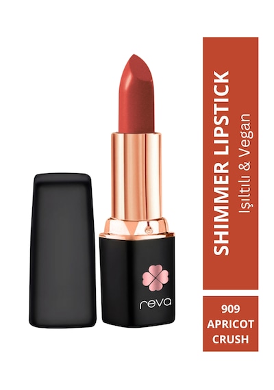 Shimmer Lipstick Apricot Crush - Işıltı Ruj - No: 909 Vegan & Temiz Içerik Kırmızı