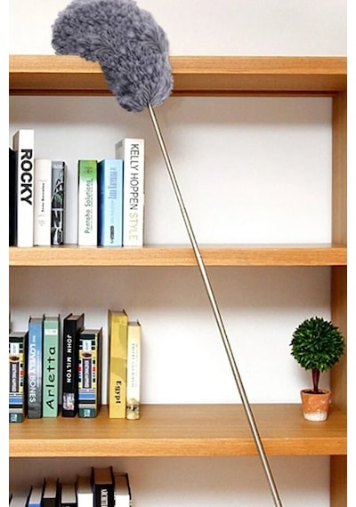 Mikrofiber Püsküllü Manyetik Anti-statik Toz Alma Mopu 210 Cm Teleskopik Uzayabilen Saplı Bükülebilir Başlıklı 40 Cm Püs