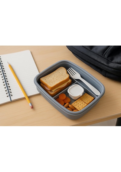 Store Sızdırmaz Lunch Box 3 Bölmeli Yemek Kabı Öğle Yemeği Kutusu Saklama Kabı Bpa İçermez Beyaz Çok Renkli
