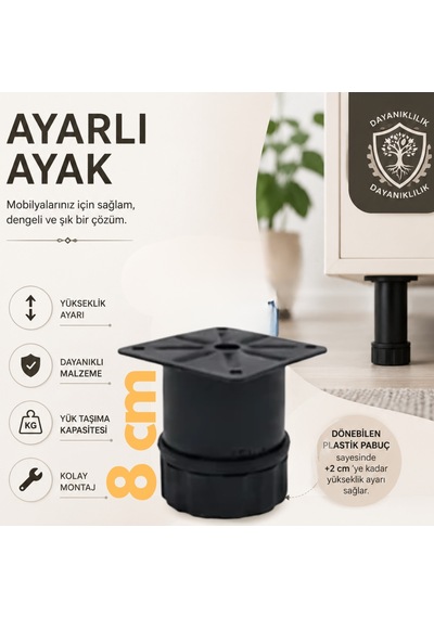 Cateksss 42 Lik Tablalı Ayarlı Ayak 8 Cm Texture Siyah - 30 Lu Paket