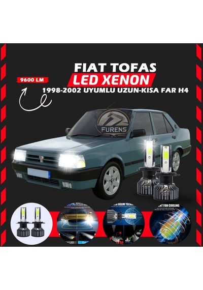Fiat Tofaş Uzun - Kısa Far Uyumlu Şimşek Etkilii Led Xenon Pro Series H4