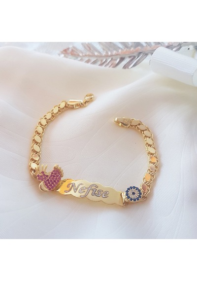 Vaoov Gümüş Kişiye Özel İsimli Nazar Çocuk Ve Bebek Bileklik N11.40082