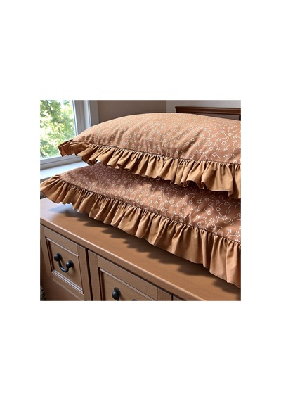 Fırfırlı Yastık Kılıfı 2 Li Set Tek Kişilik %100 Organik Pamuk 50x70 Cm 8 Farklı Desen Seçenekli Kiremit Düz Kenar