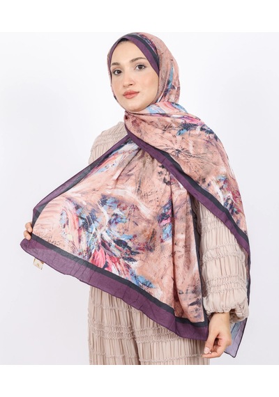 Luissa Bambu Kraş Şal Pastel Desen Mor