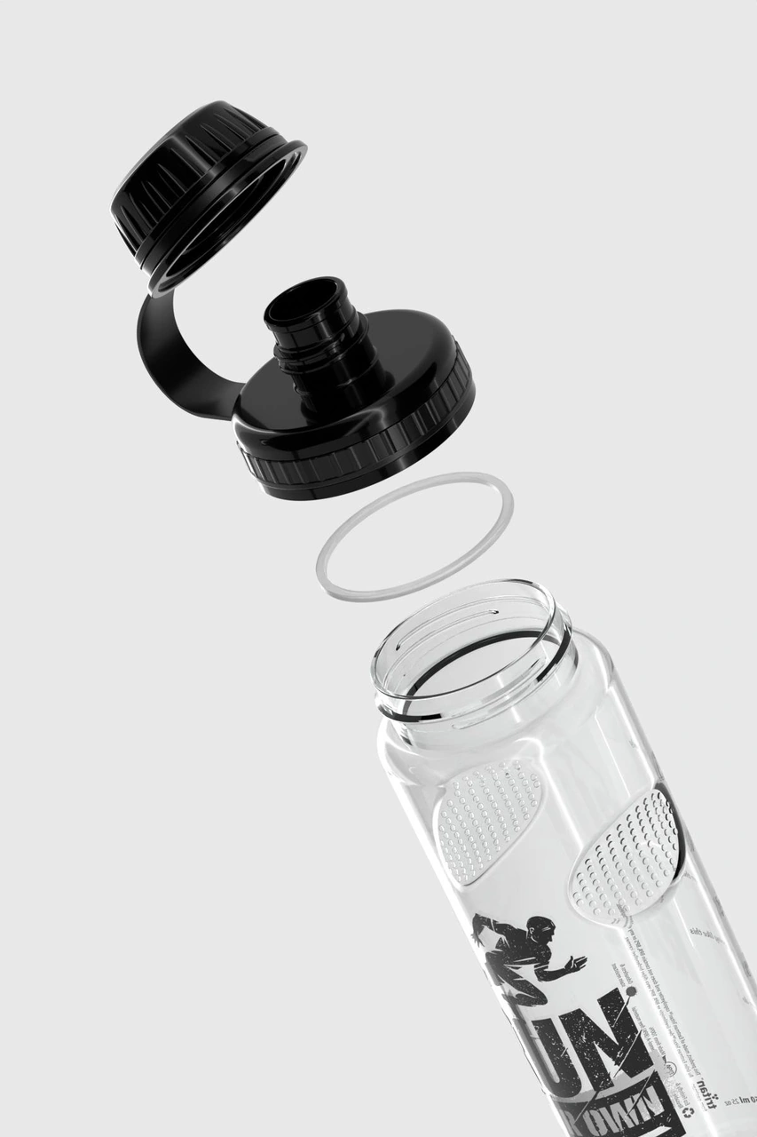 Renga Ege Yazı Desenli 750 Ml Tritan Matara 912067 Siyah Siyah