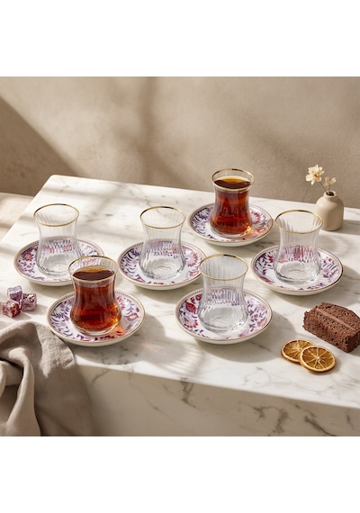 Sandro Moreno 1898 Mistik Gold Optik 12 Parça 6 Kişilik Çay Seti 150 Ml Renkli