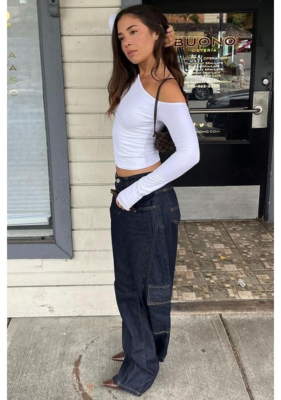Seeh Beyaz Kayık Yaka Uzun Kollu Kadın Body Sh201