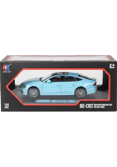 1:24 Sesli Işıklı Çek Bırak Audi A7 Metal Model Diecast Araba Mavi Renk