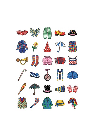 30 Adet Nostaljik Sirk Palyaçosu Sticker Seti - Laptop, Defter, Telefon Kılıfı Çok Renkli