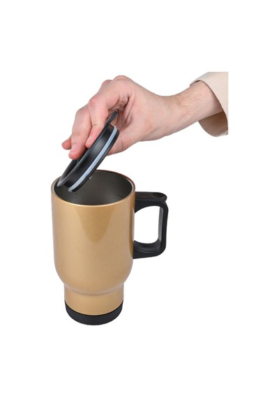 Bk Gift Kişiye Özel Babalar Günü Tasarımlı Kulplu Gold Çelik Bardak Termos Mug 450ml-2, Babalar Günü Hediye, Babaya Hediye Sarı